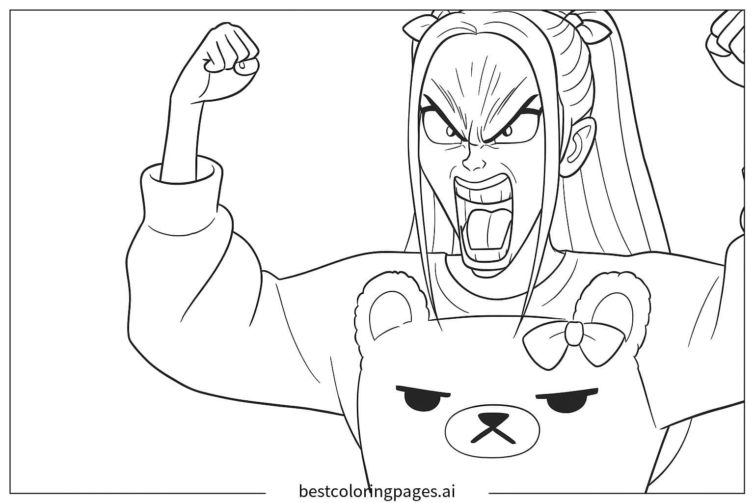 Dibujos de Chica Mostrando Fuerza para Colorear
