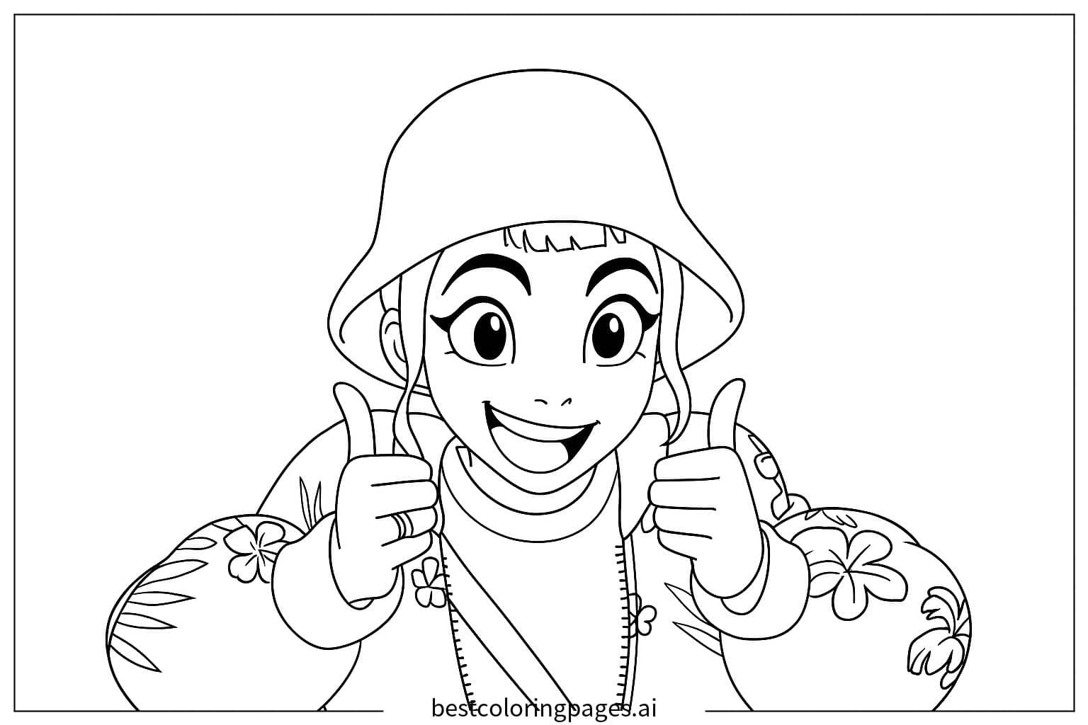 Dibujos de Chica dando un pulgar arriba - Cazadores de Demonios Kpop para Colorear