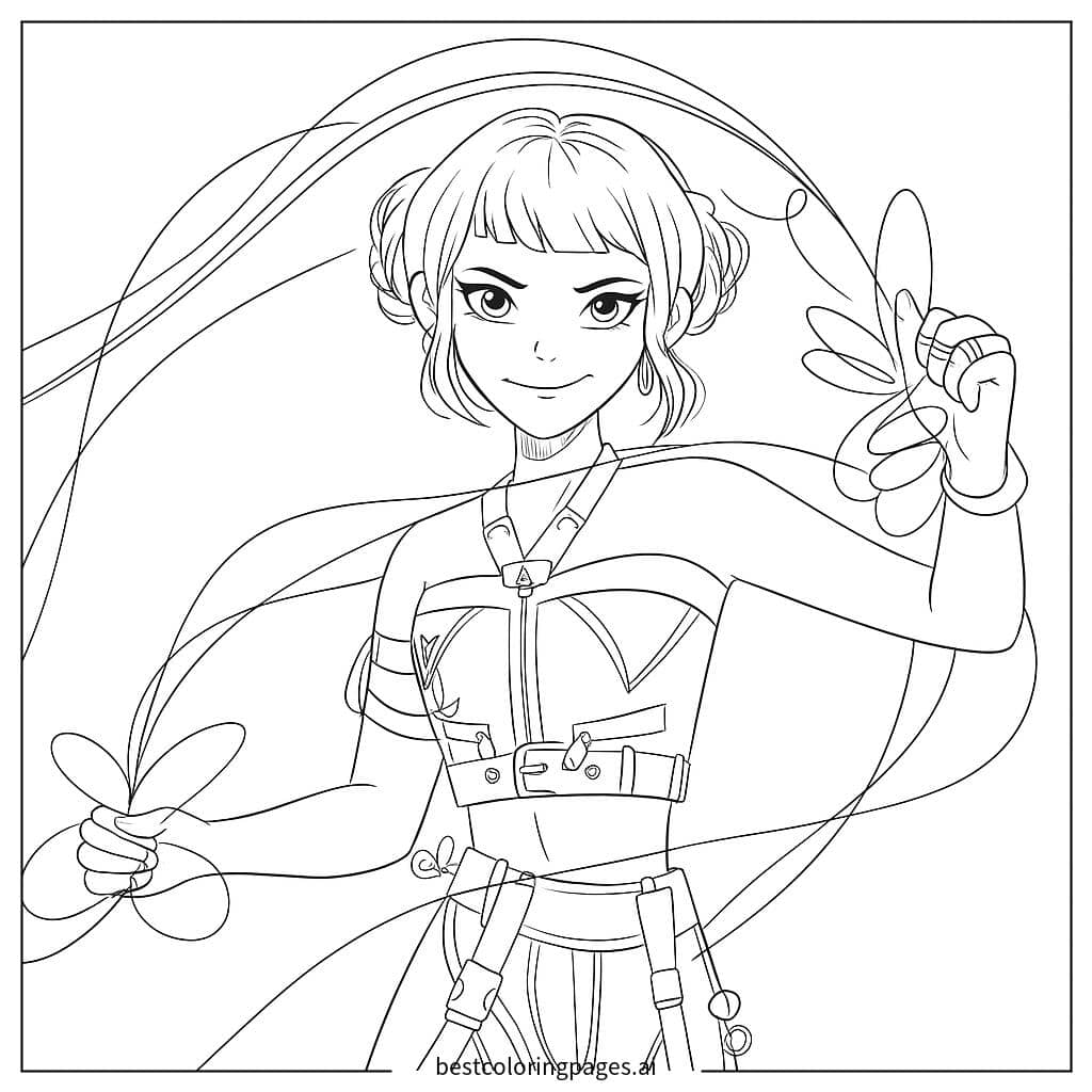Dibujos de Chica con abanicos para Colorear