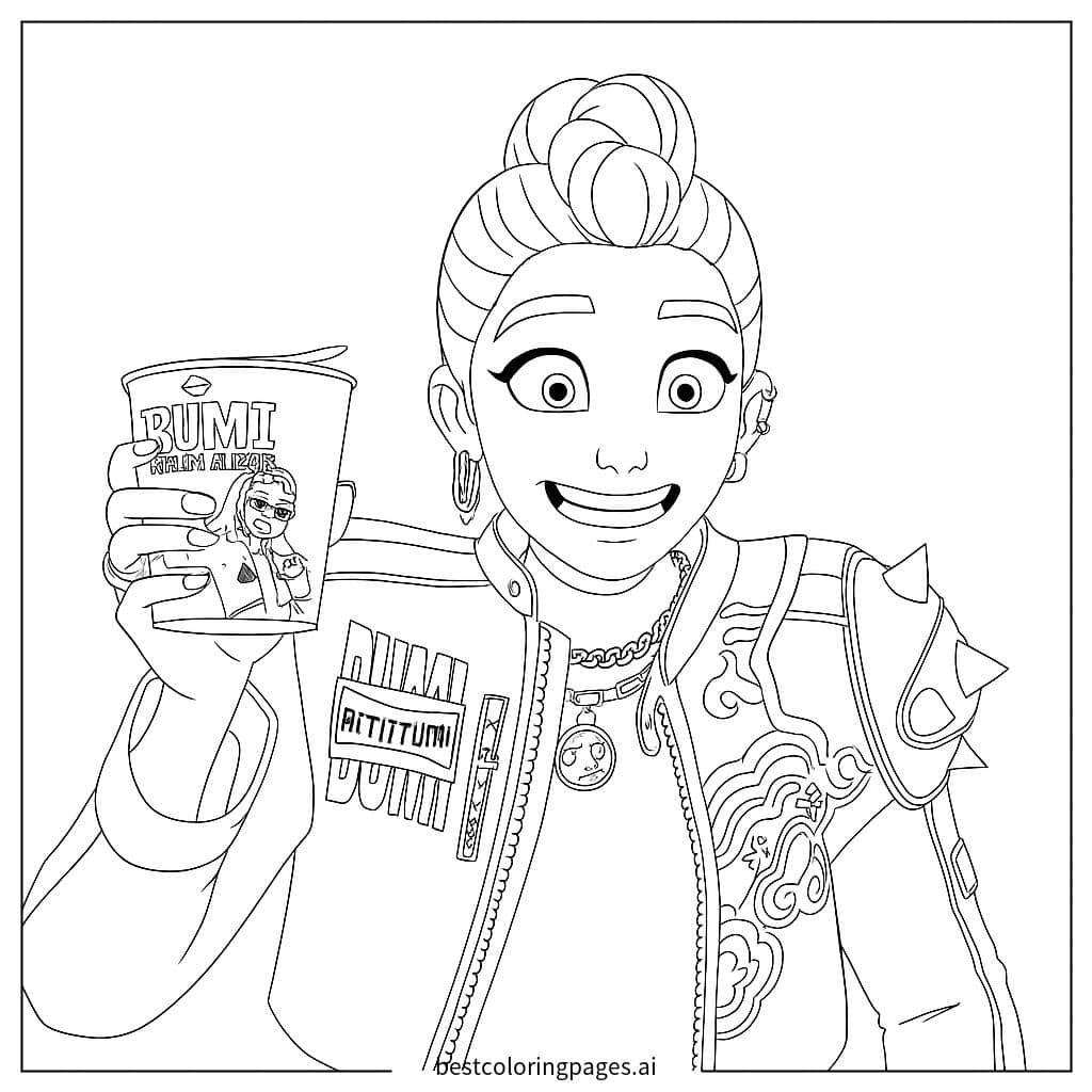 Dibujos de Chica sosteniendo ramen para Colorear