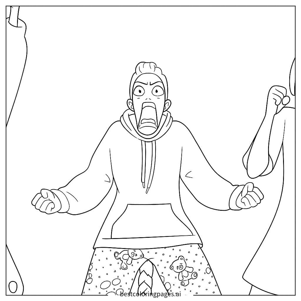 Dibujos de Niña en Pijamas Gritando para Colorear