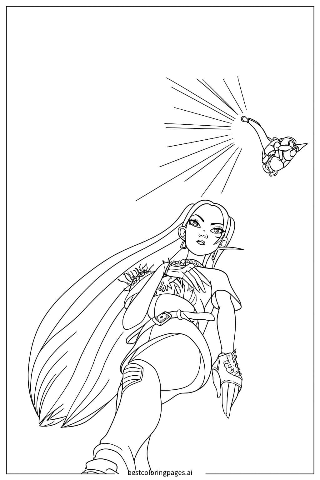 Dibujos de Chica Alcanzando el Micrófono para Colorear