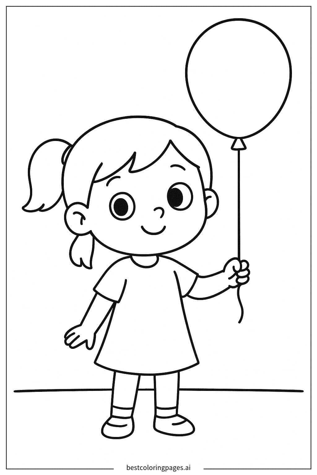 Coloriage Fille avec un Ballon