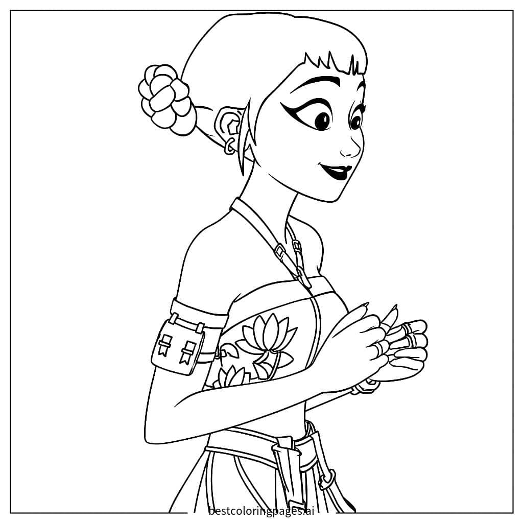 Dibujos de Chica con brazalete de loto para Colorear