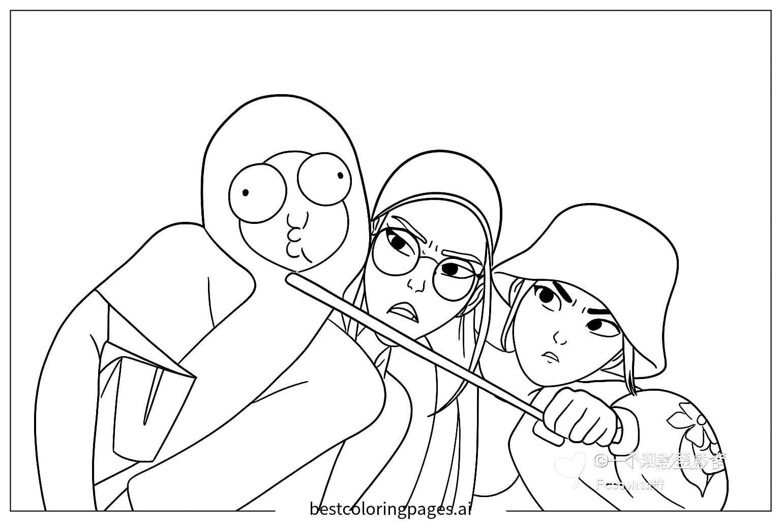 Dibujos de Chicas con un bastón para Colorear