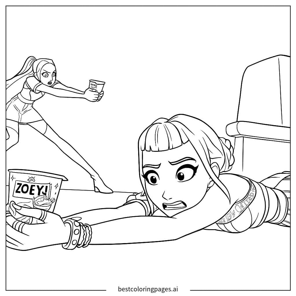 Dibujos de Chicas Alcanzando Bocadillos para Colorear