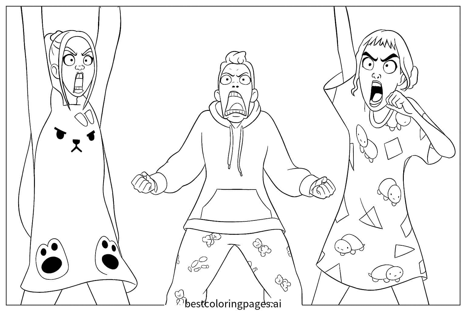 Dibujos de Chicas en poses heroicas para Colorear