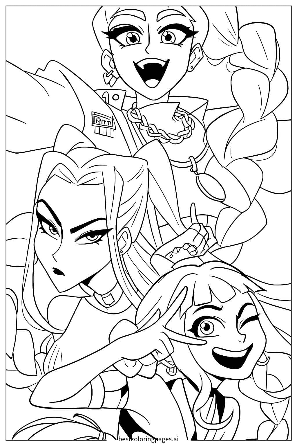 Dibujos de Chicas posando con estilo para Colorear