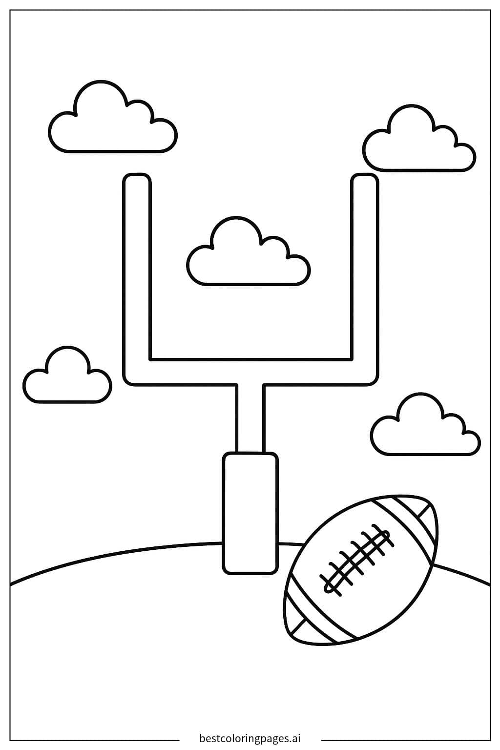 Desenhos de Trave de Futebol Americano com Nuvens para Colorir