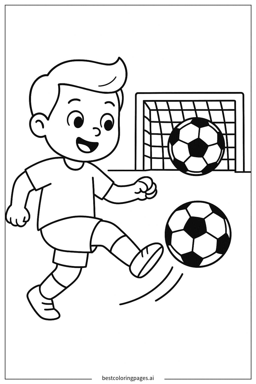 Soccer Goal with a Ball Scored Coloring Page