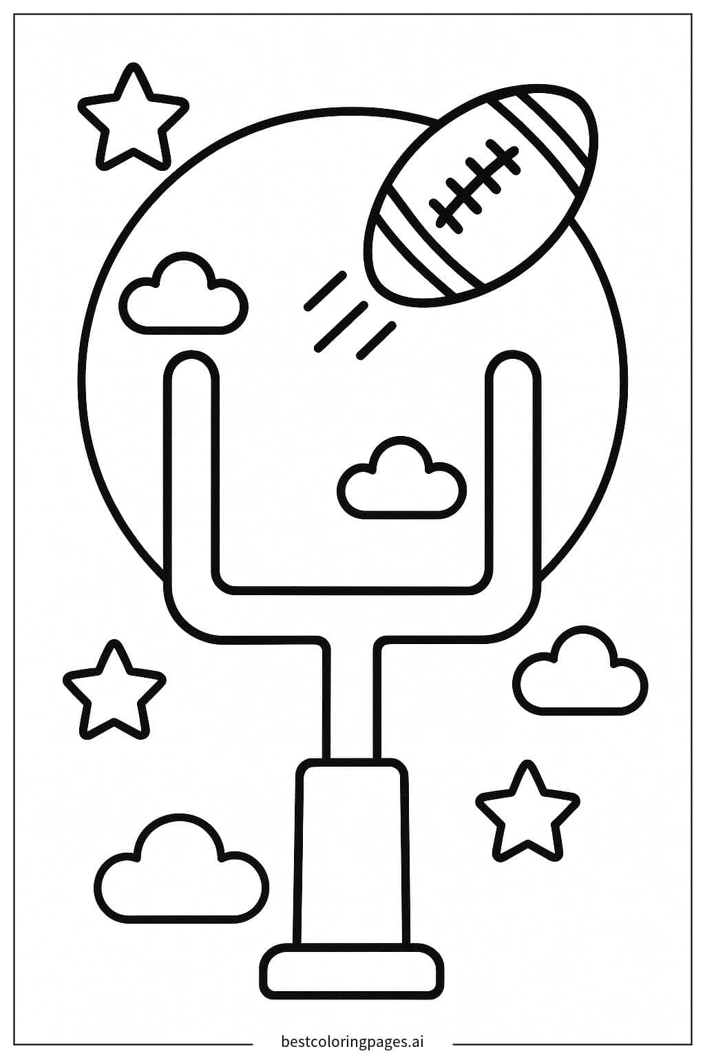 Desenhos de Gol de Futebol Americano com Bola Voando para Colorir