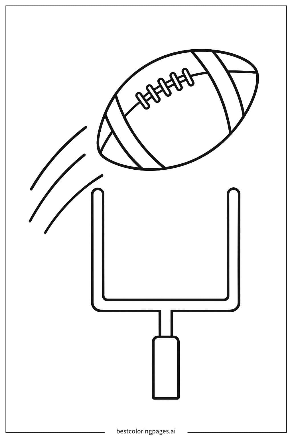 Desenhos de Gol de Futebol Americano com Bola Voando para Colorir
