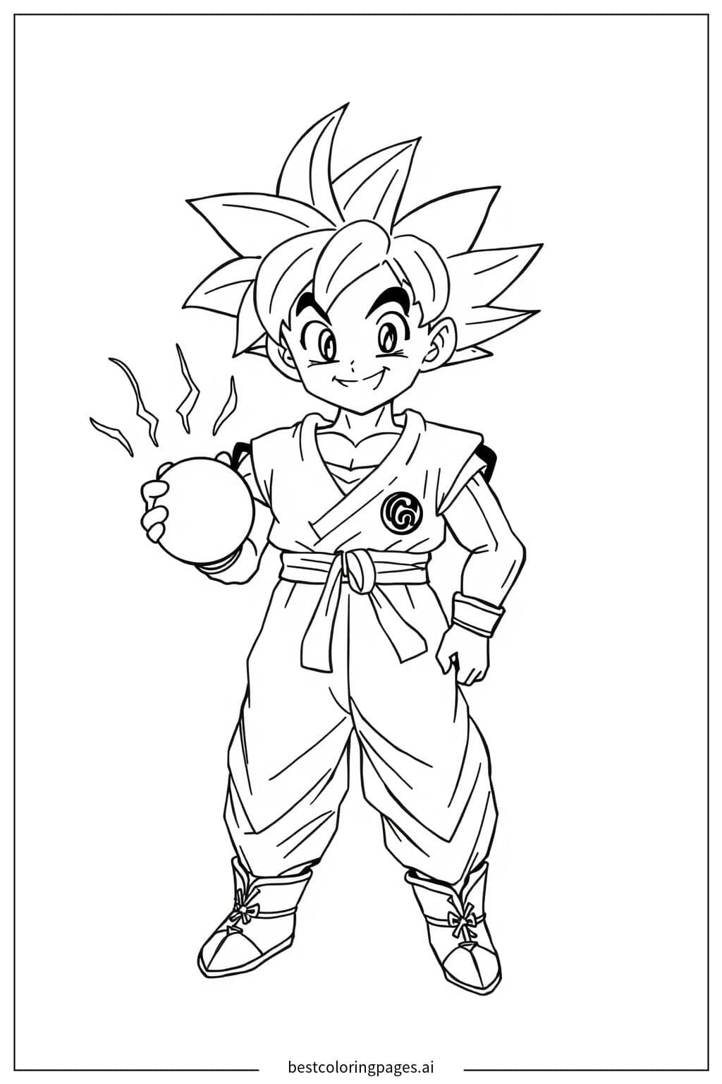 Desenhos de Goku segurando uma esfera do dragão para Colorir
