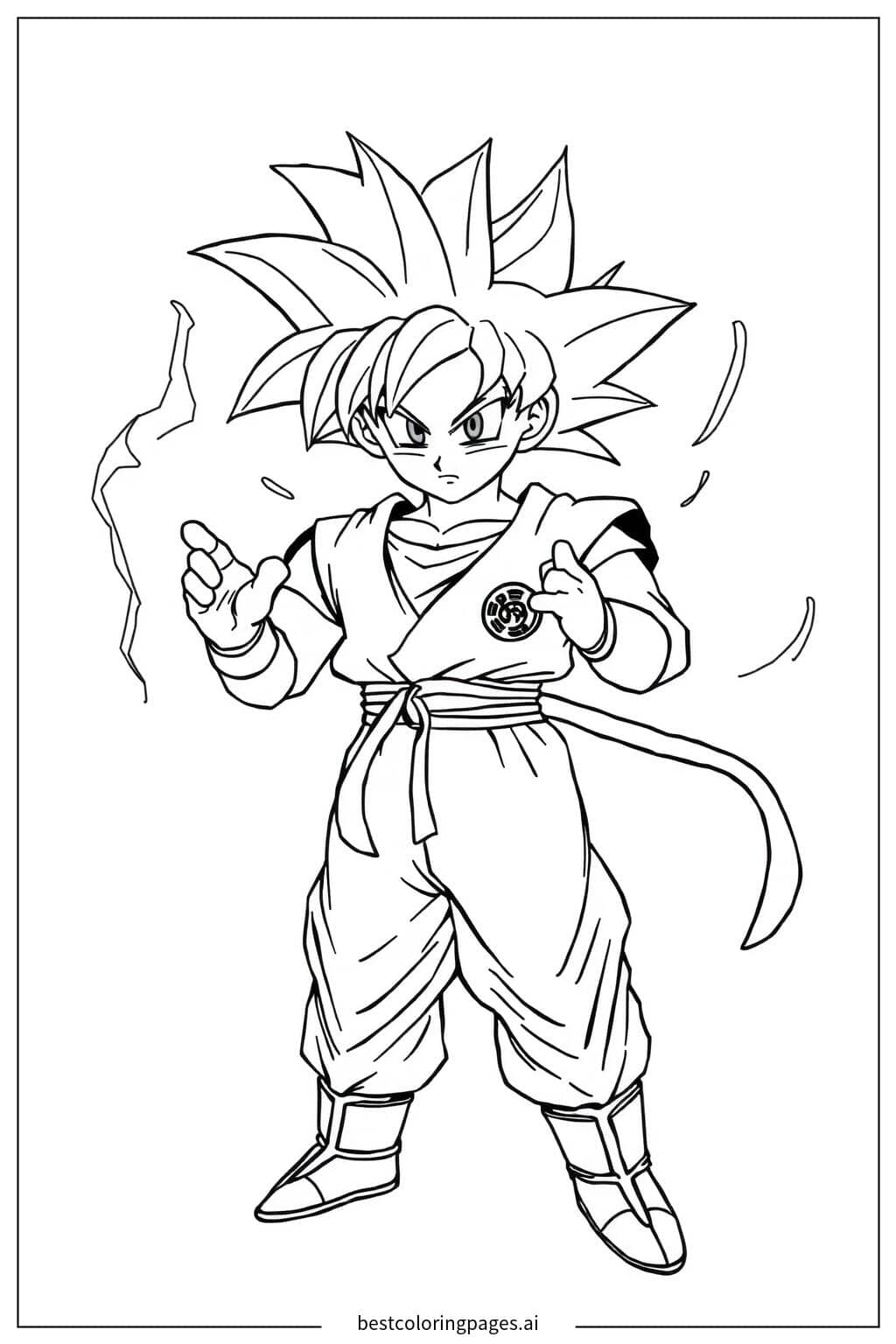 Desenhos de Goku realizando Kamehameha para Colorir