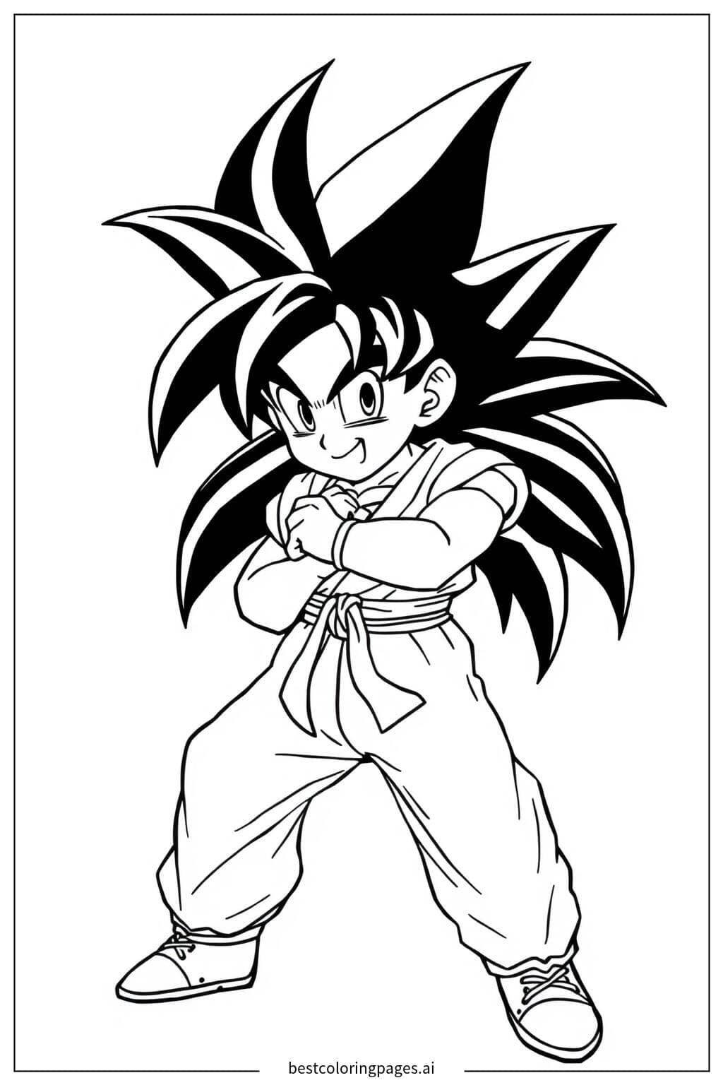 Desenhos de Goku em Pose de Luta para Colorir
