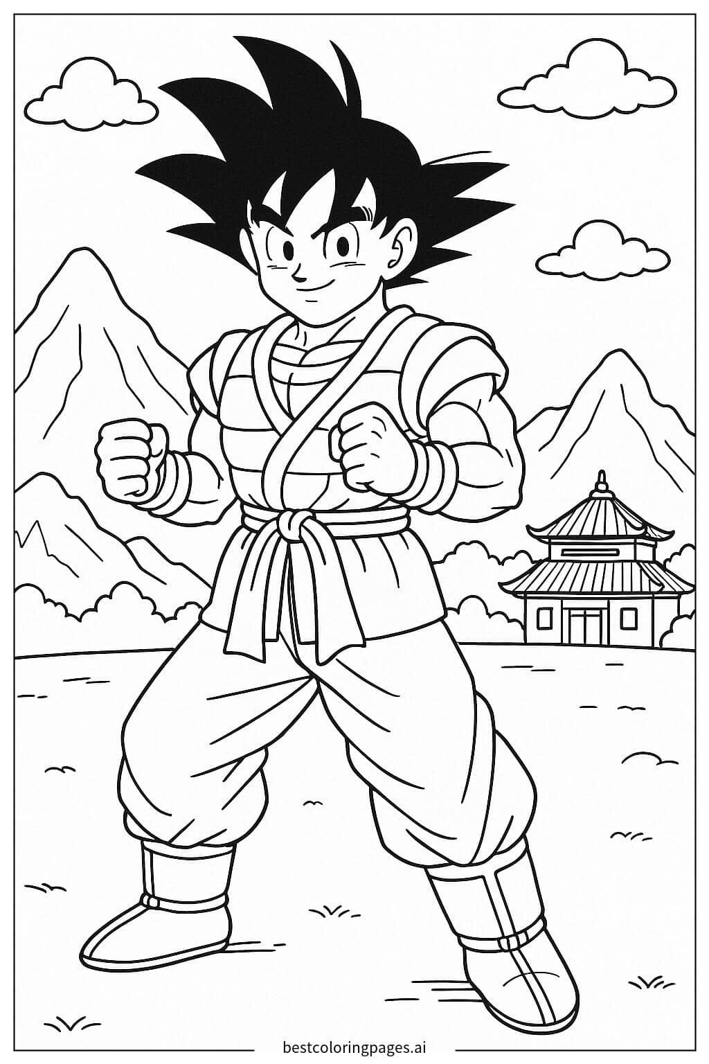 Goku Training in Weighted Clothing Coloring Page