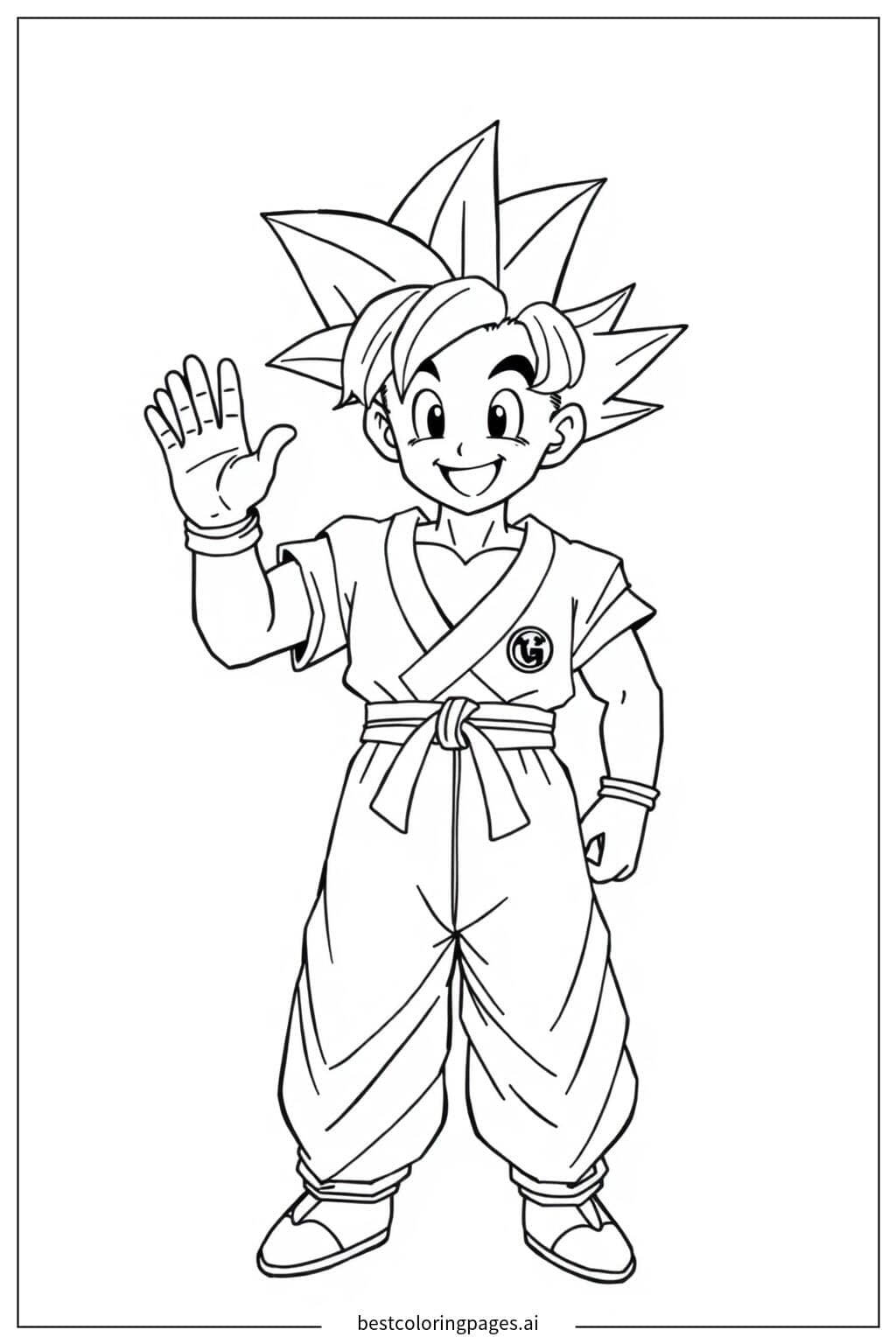 Dibujos de Goku saludando para Colorear