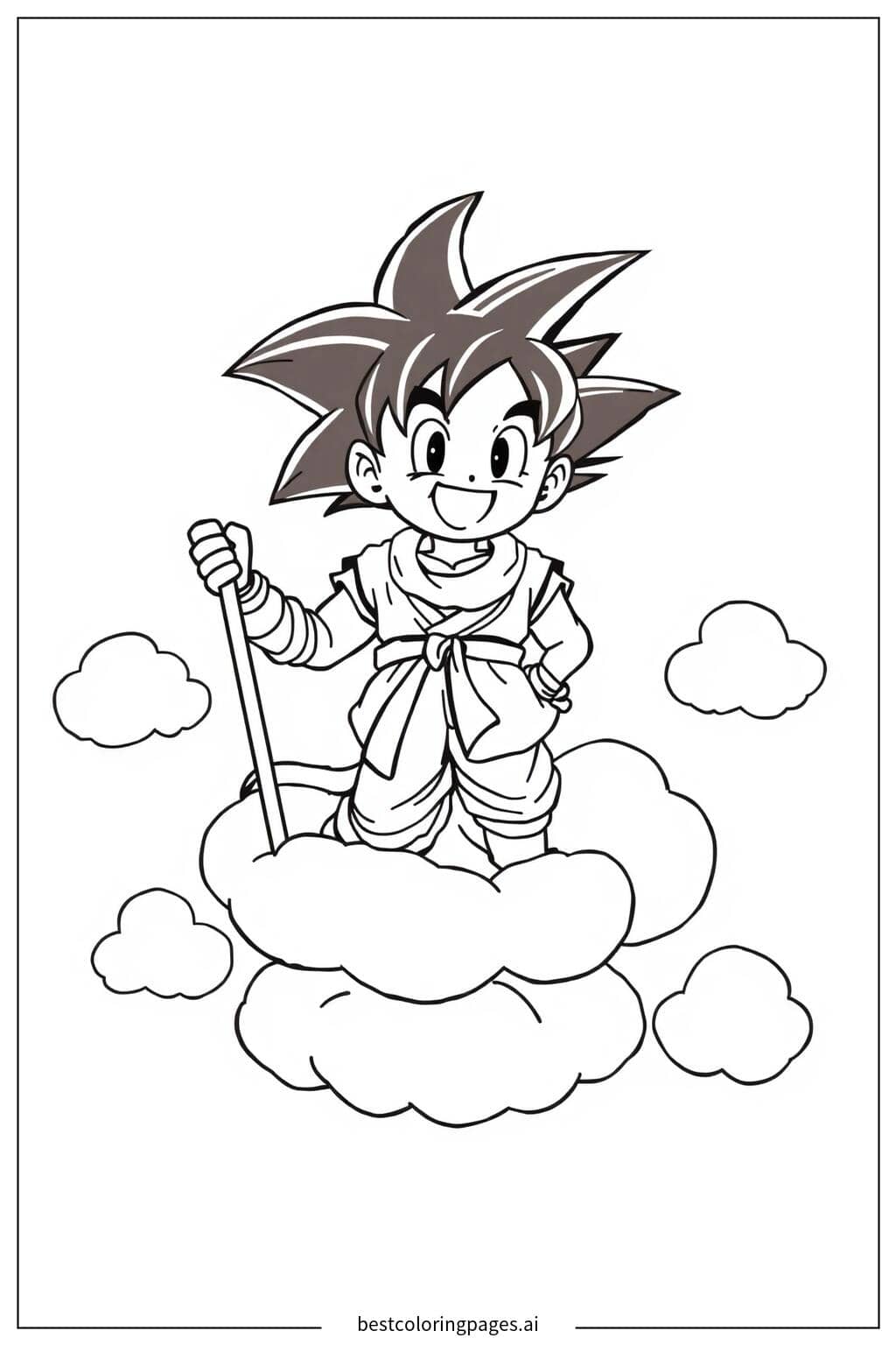 Desenhos de Goku com a Nuvem Voadora para Colorir