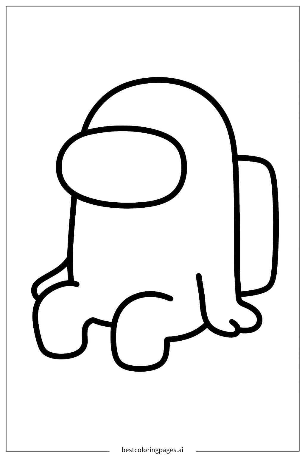 Green Crewmate Sitting Coloring Page