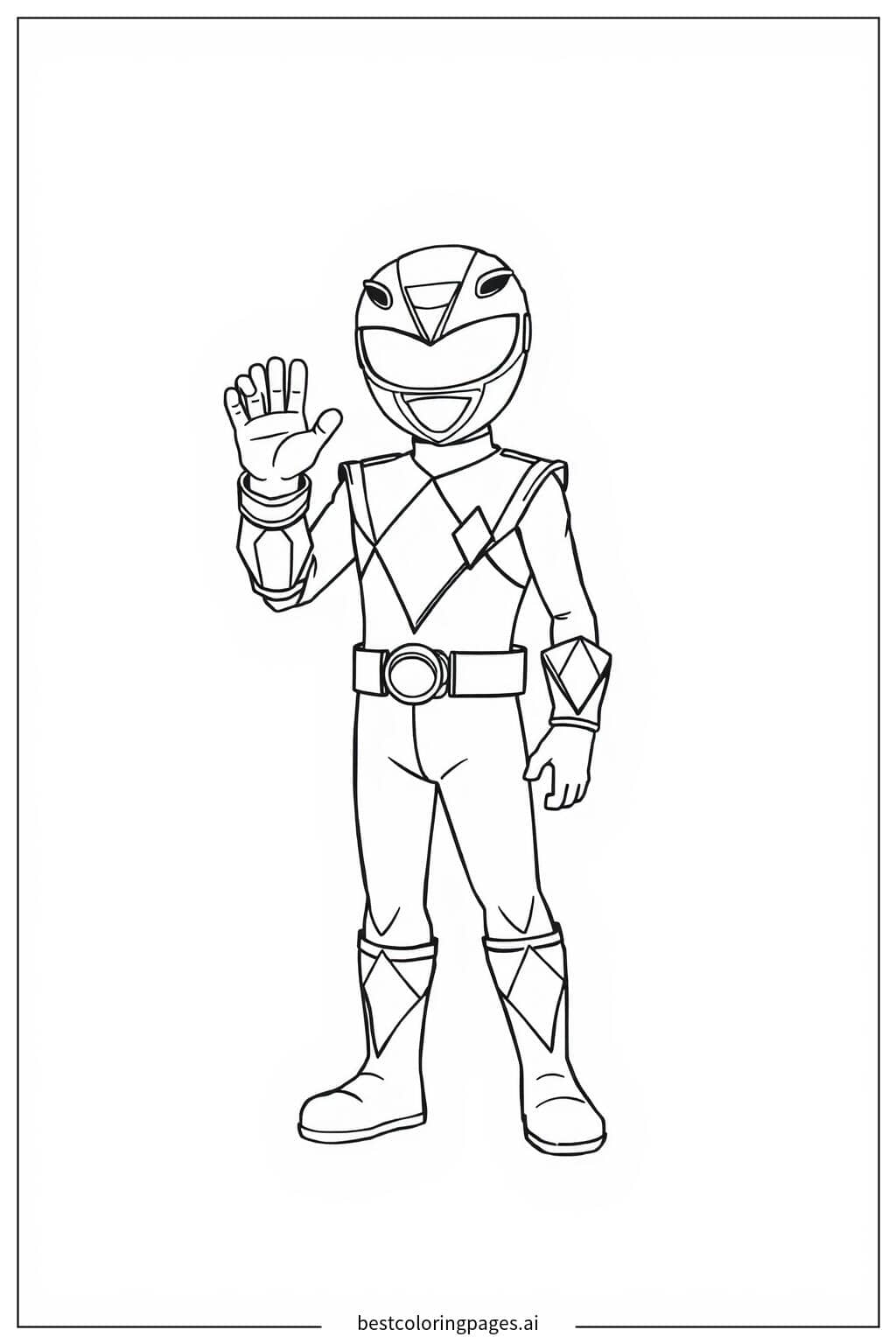 Desenhos de Ranger Verde acenando olá para Colorir