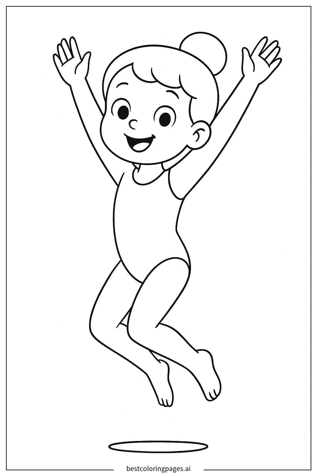 Desenhos de Ginasta realizando um salto básico para Colorir