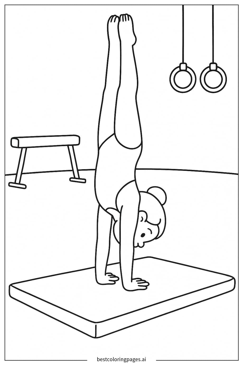 Desenhos de Ginasta realizando parada de mão no tapete para Colorir