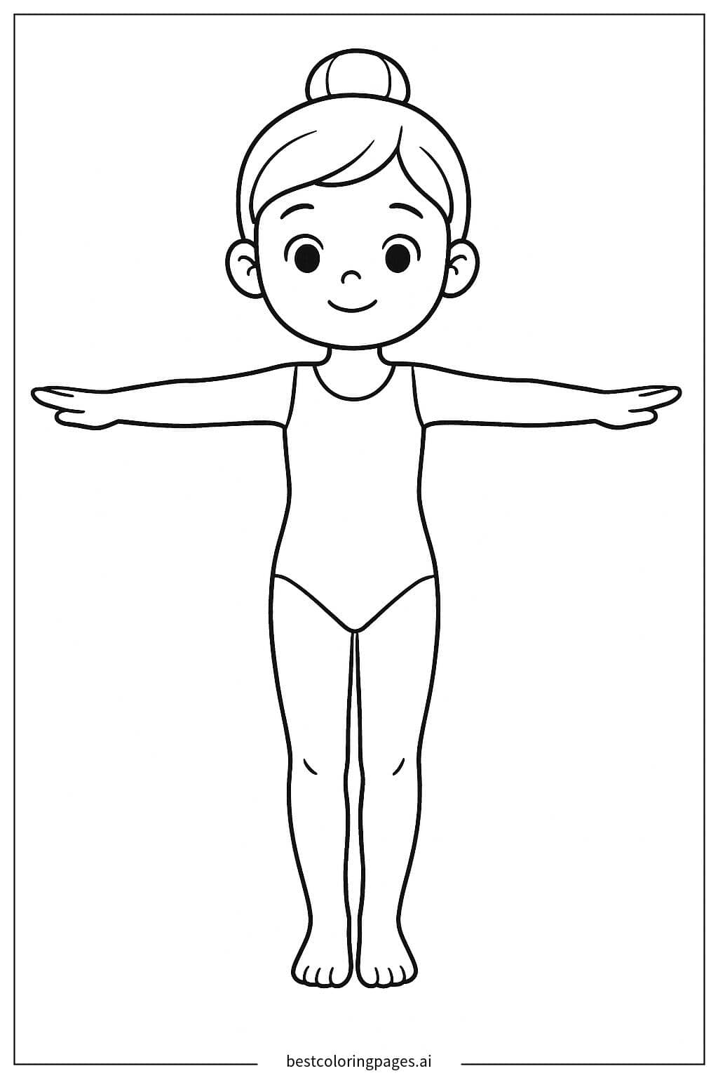 Desenhos de Ginasta com braços estendidos para Colorir
