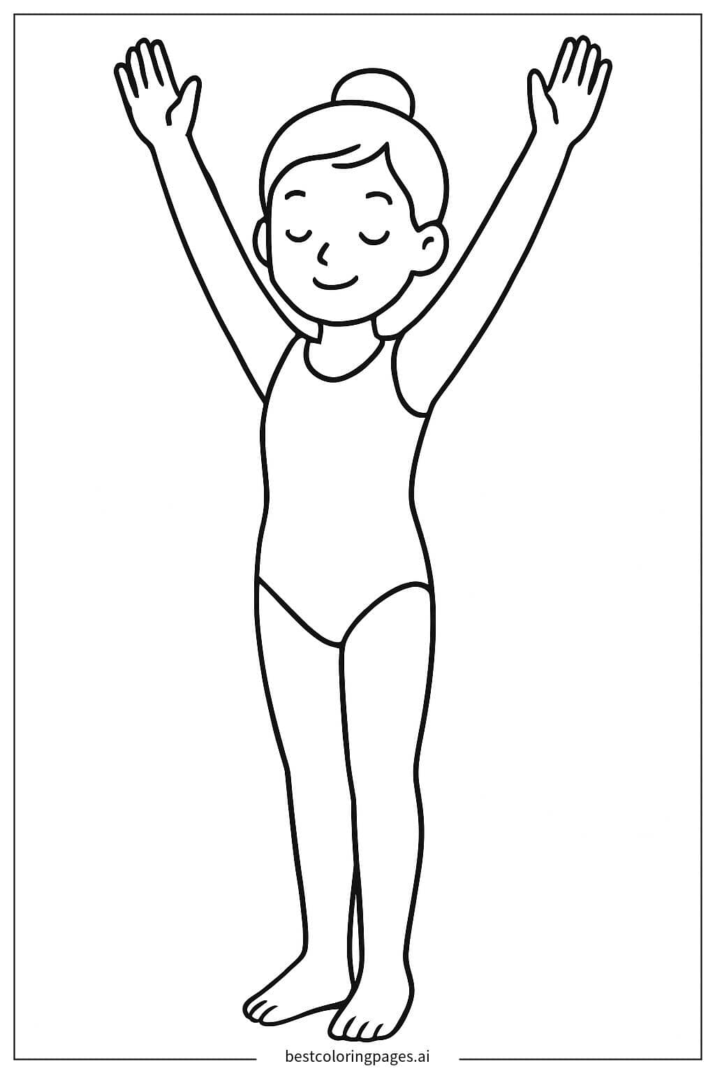 Desenhos de Ginasta com braços erguidos para Colorir
