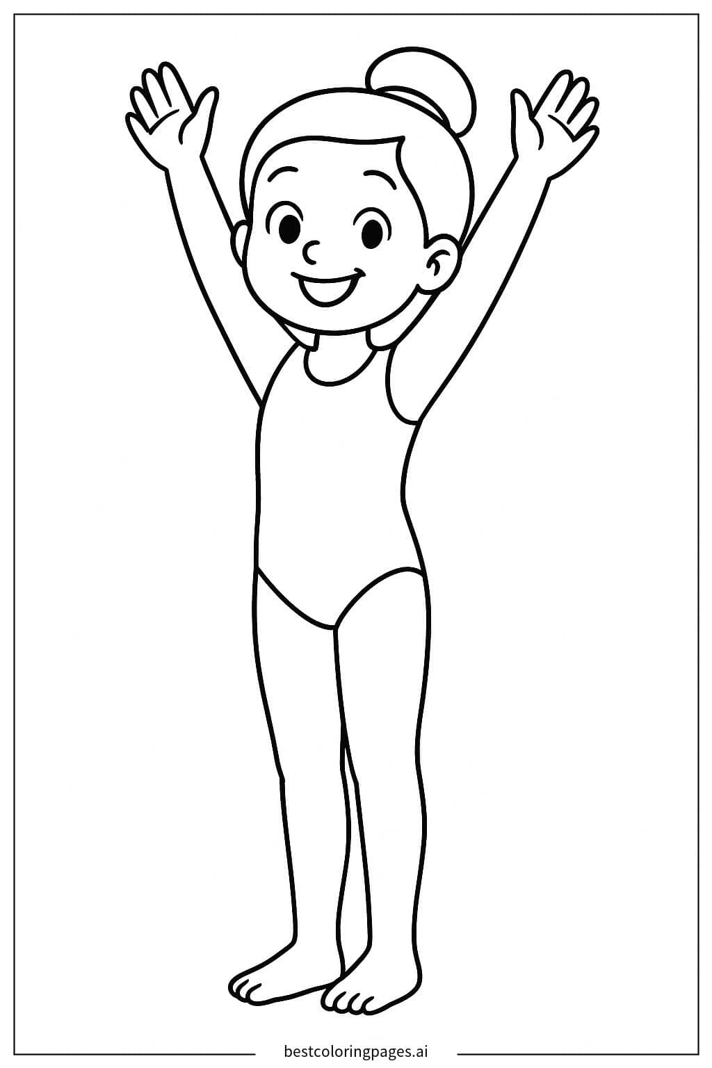 Desenhos de Ginasta esticando os braços para Colorir