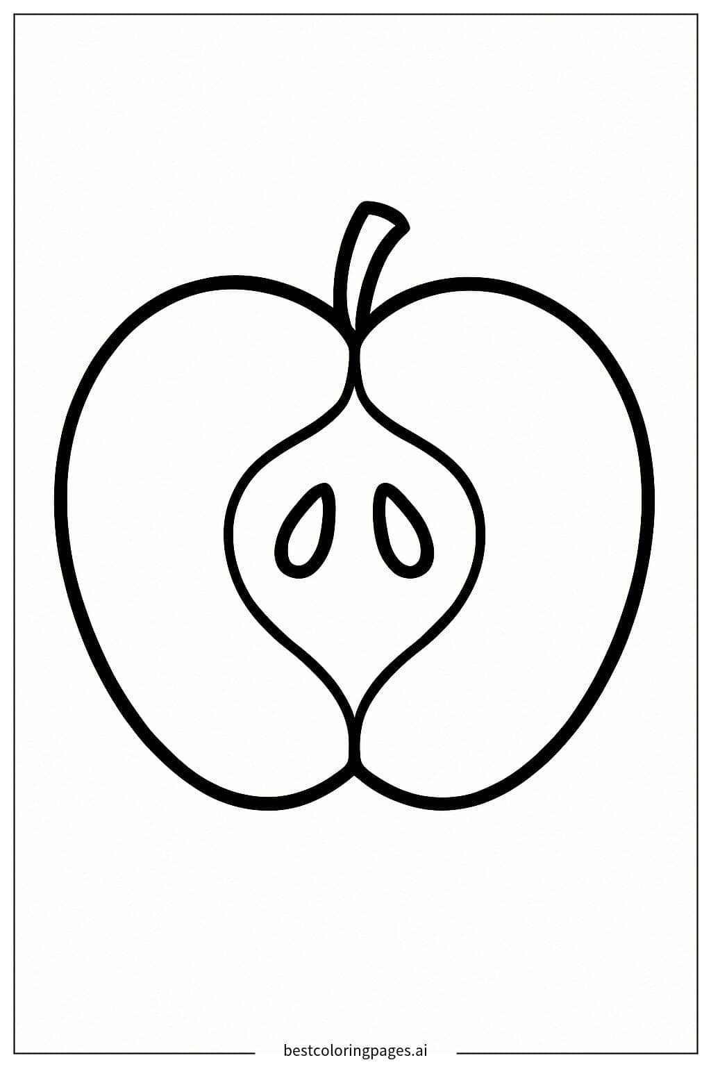 Half Apple Coloring Page Coloring Page