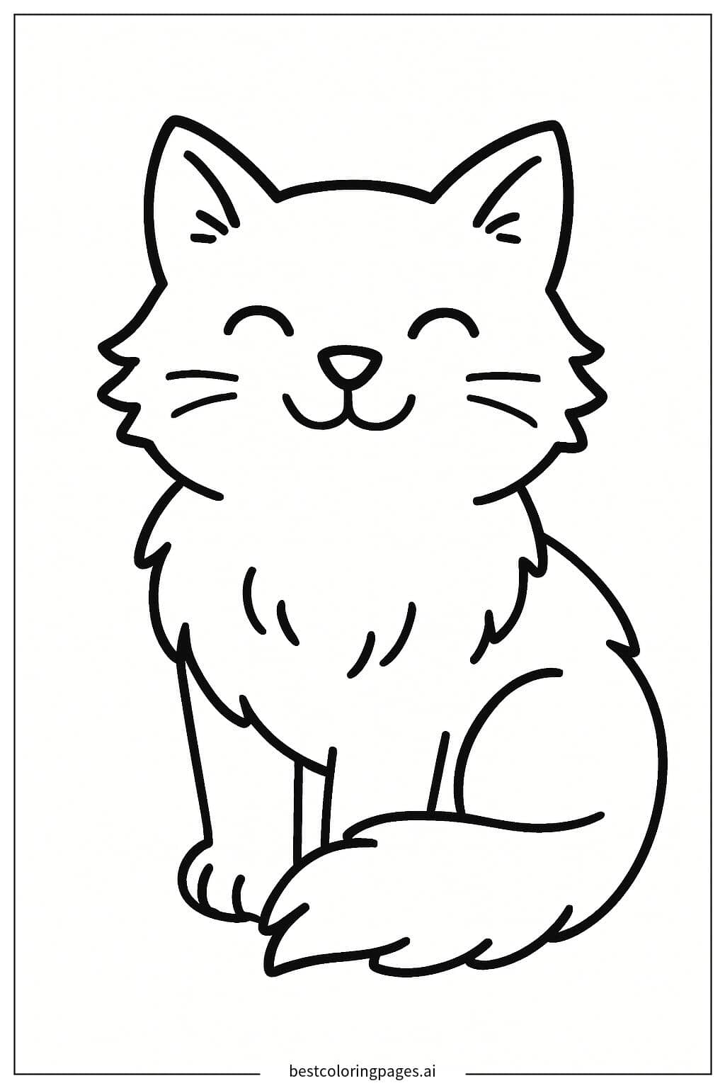 Happy Cat Taking a Nap Coloring Page