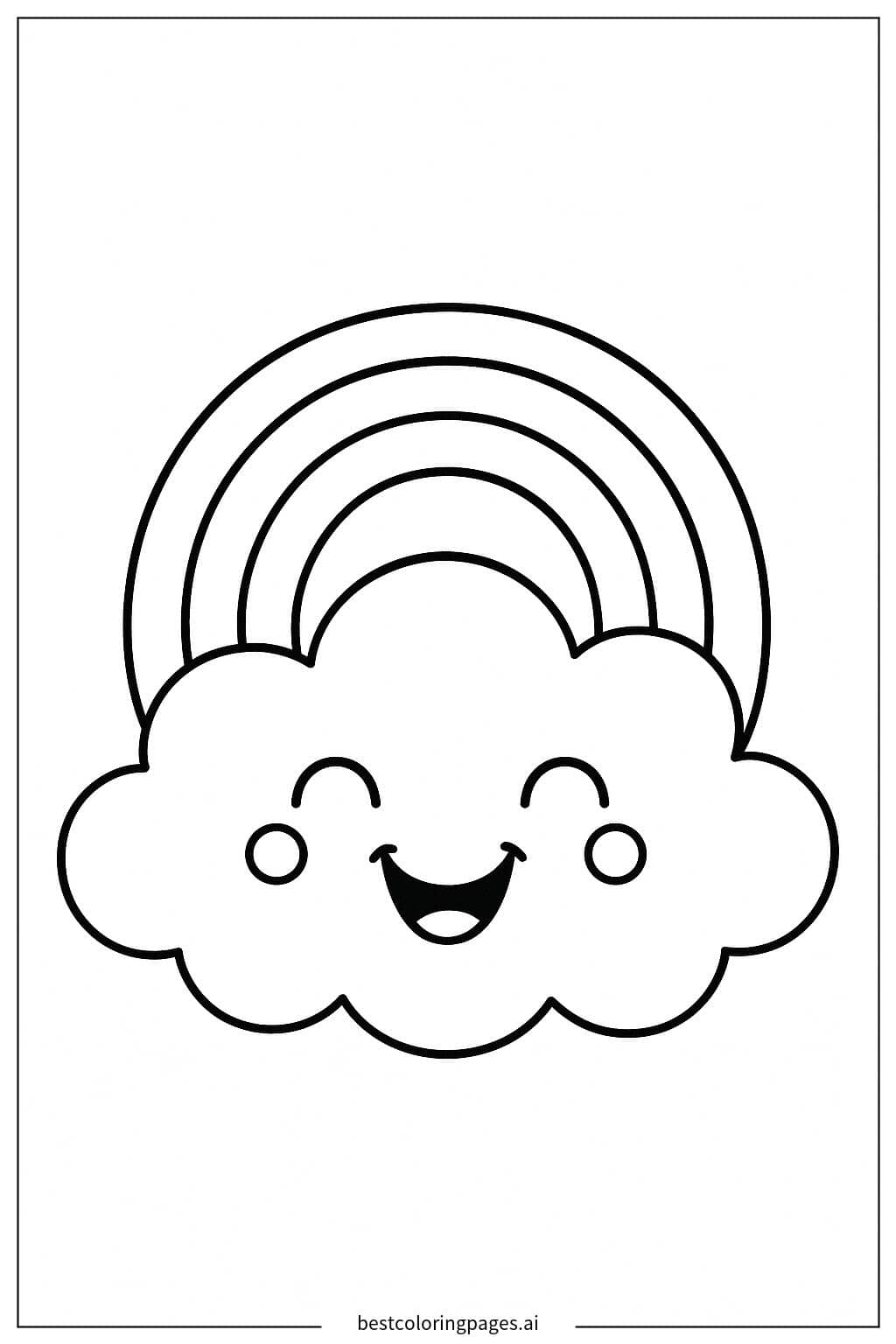 Smiling Cloud with a Rainbow Coloring Page