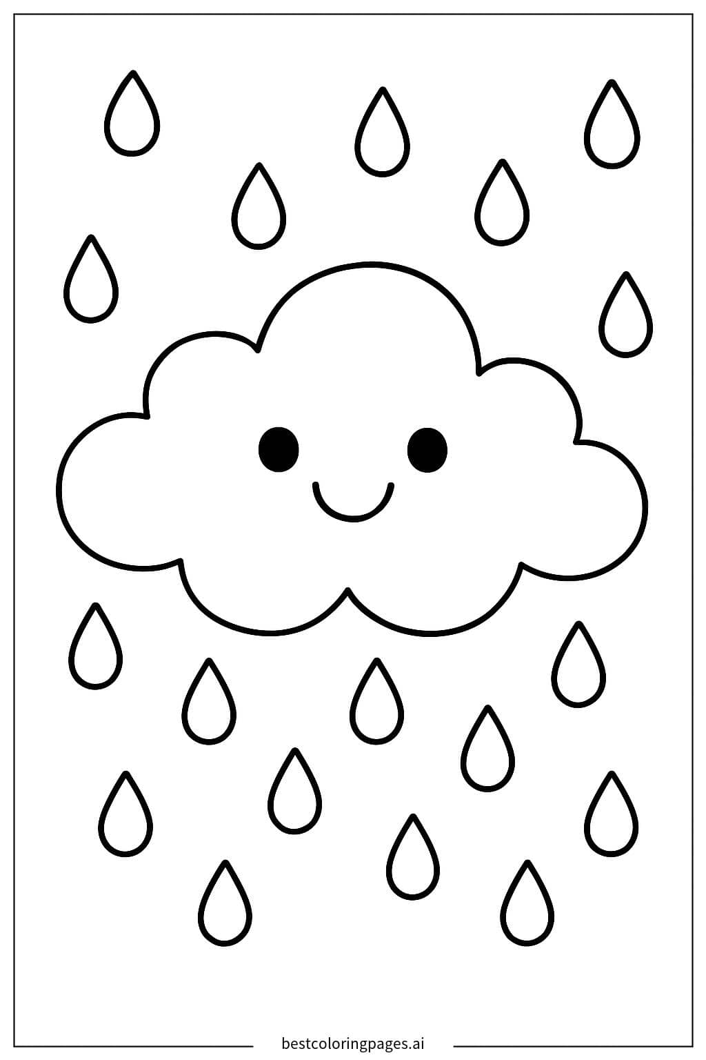 Fröhliche Wolke mit Regentropfen Ausmalbilder
