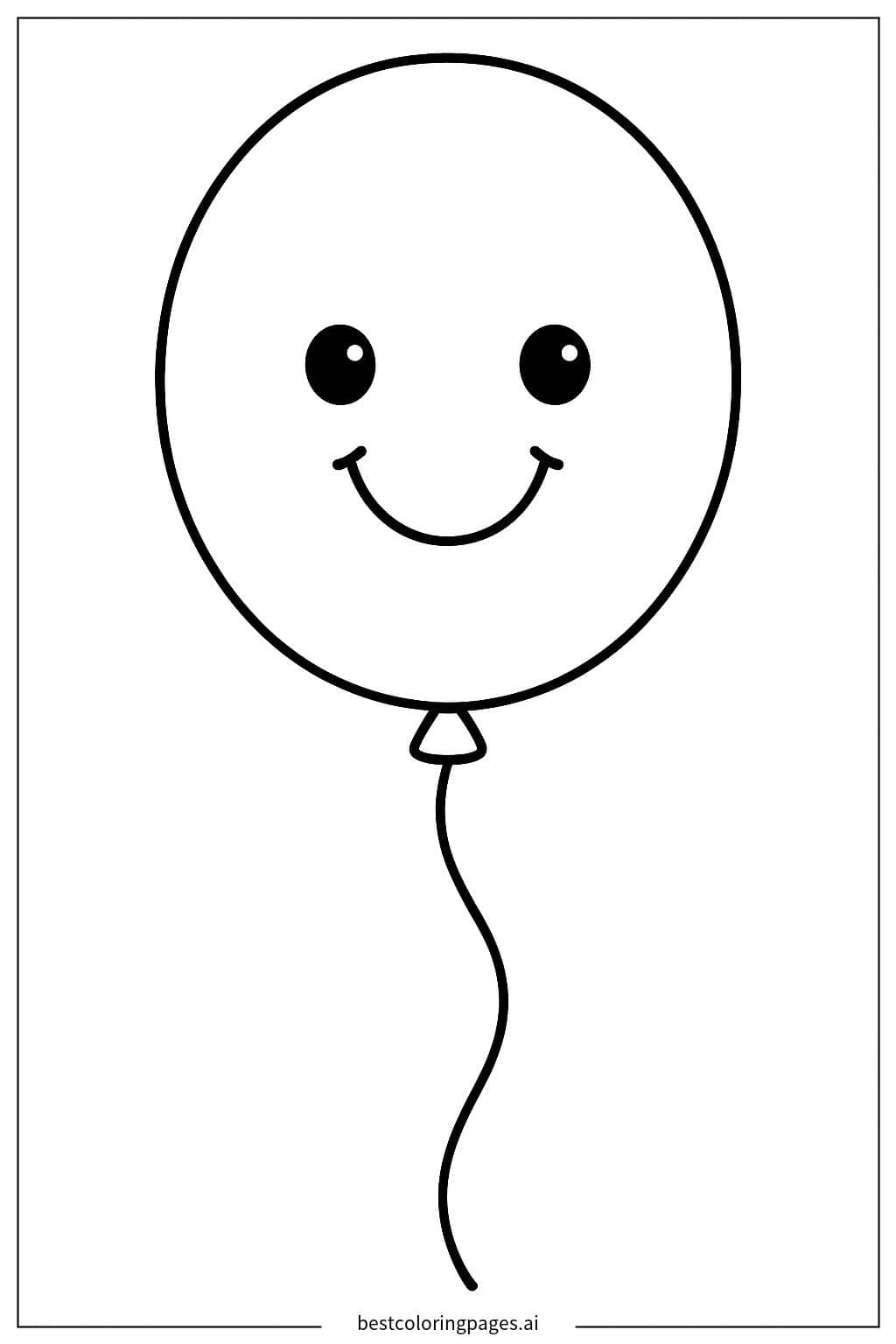 Gambar Mewarnai Balon Wajah Bahagia dengan Tali
