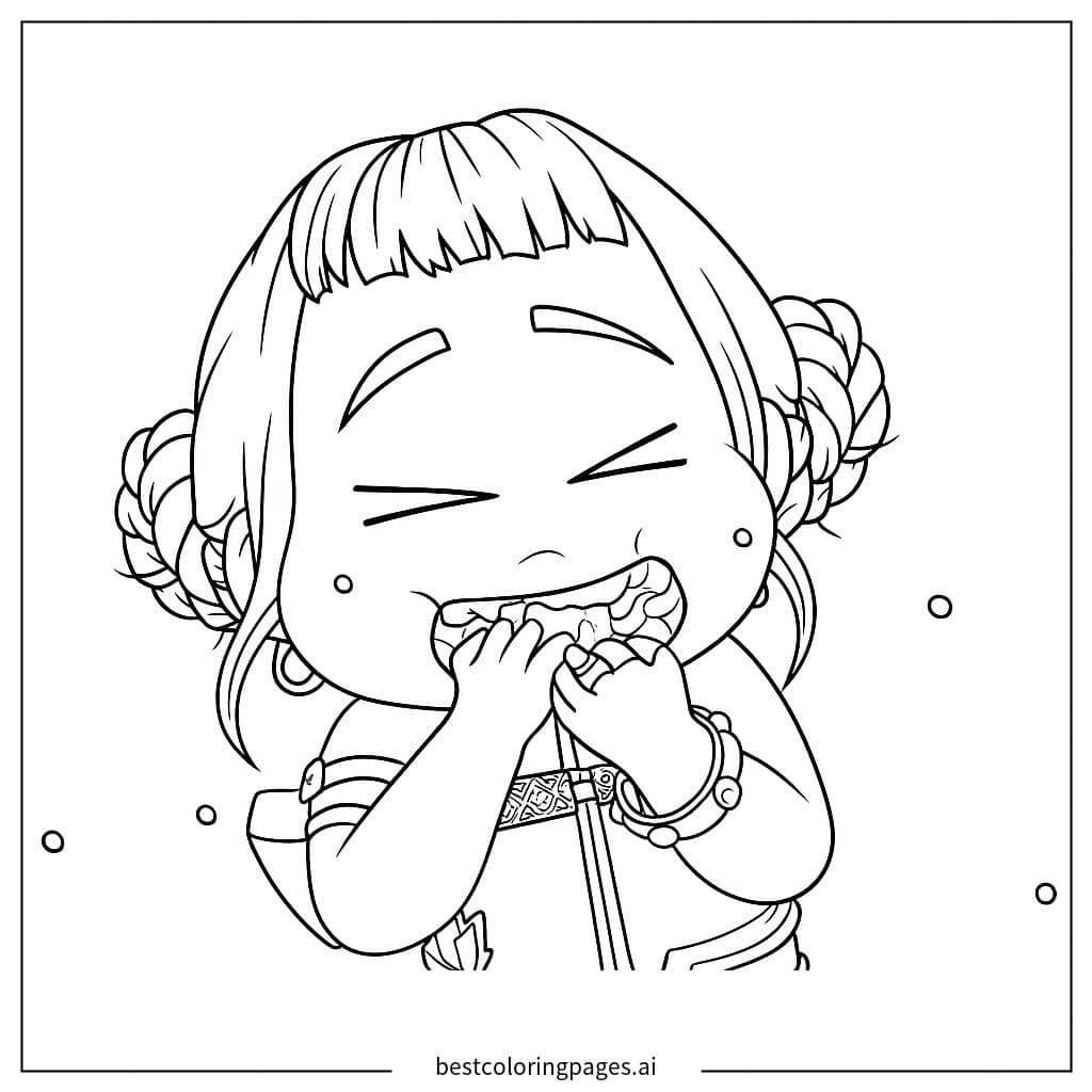 Dibujos de Niña feliz comiendo para Colorear