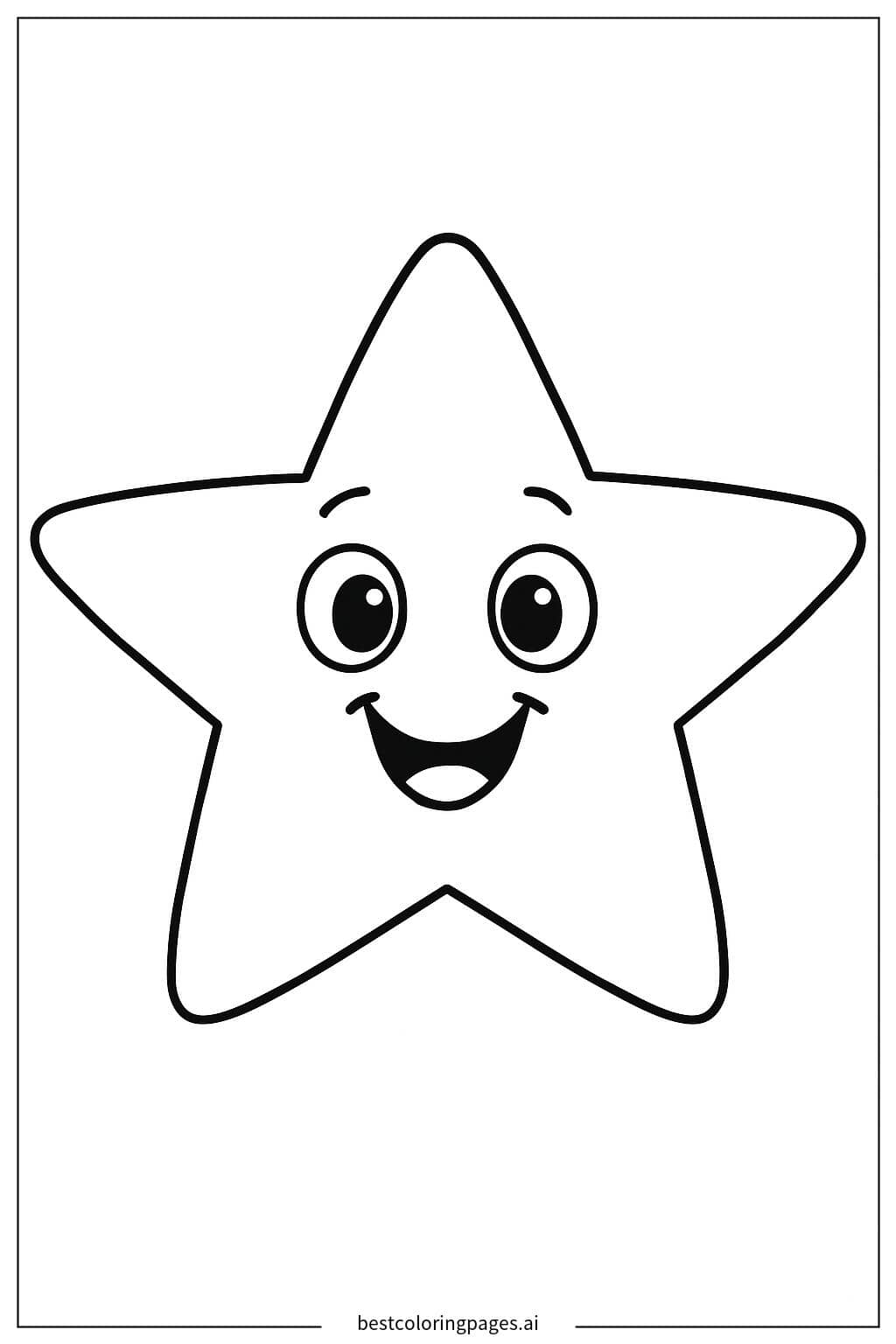 Cheerful Star with a Happy Face Coloring Page
