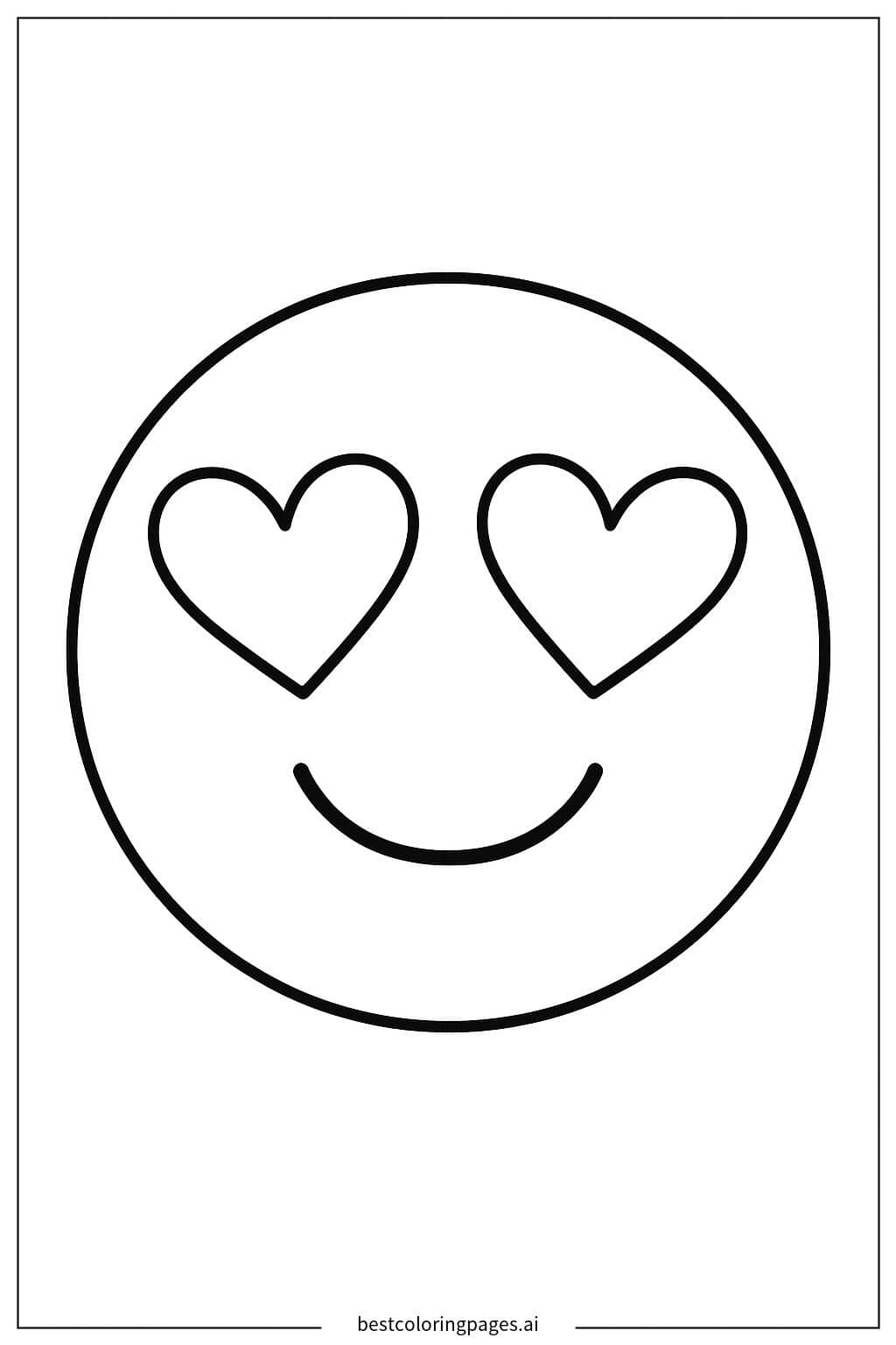 Disegni di Emoji con Occhi a Cuore da Colorare