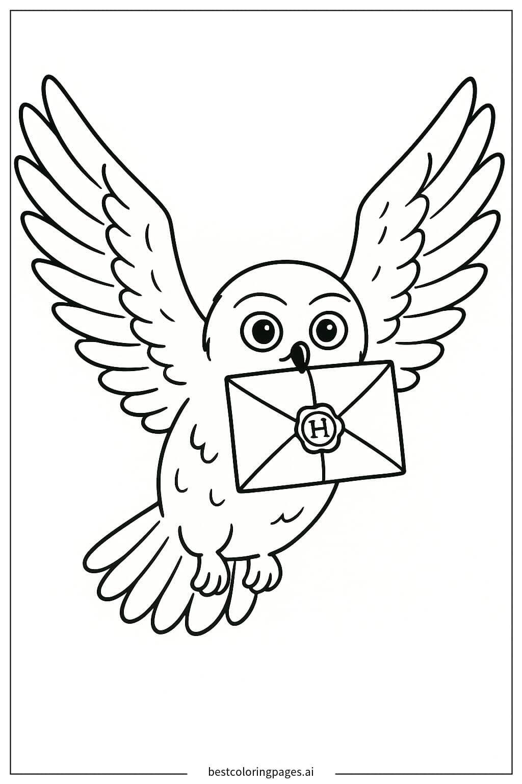 Hedwig Delivering the Hogwarts Letter Coloring Page