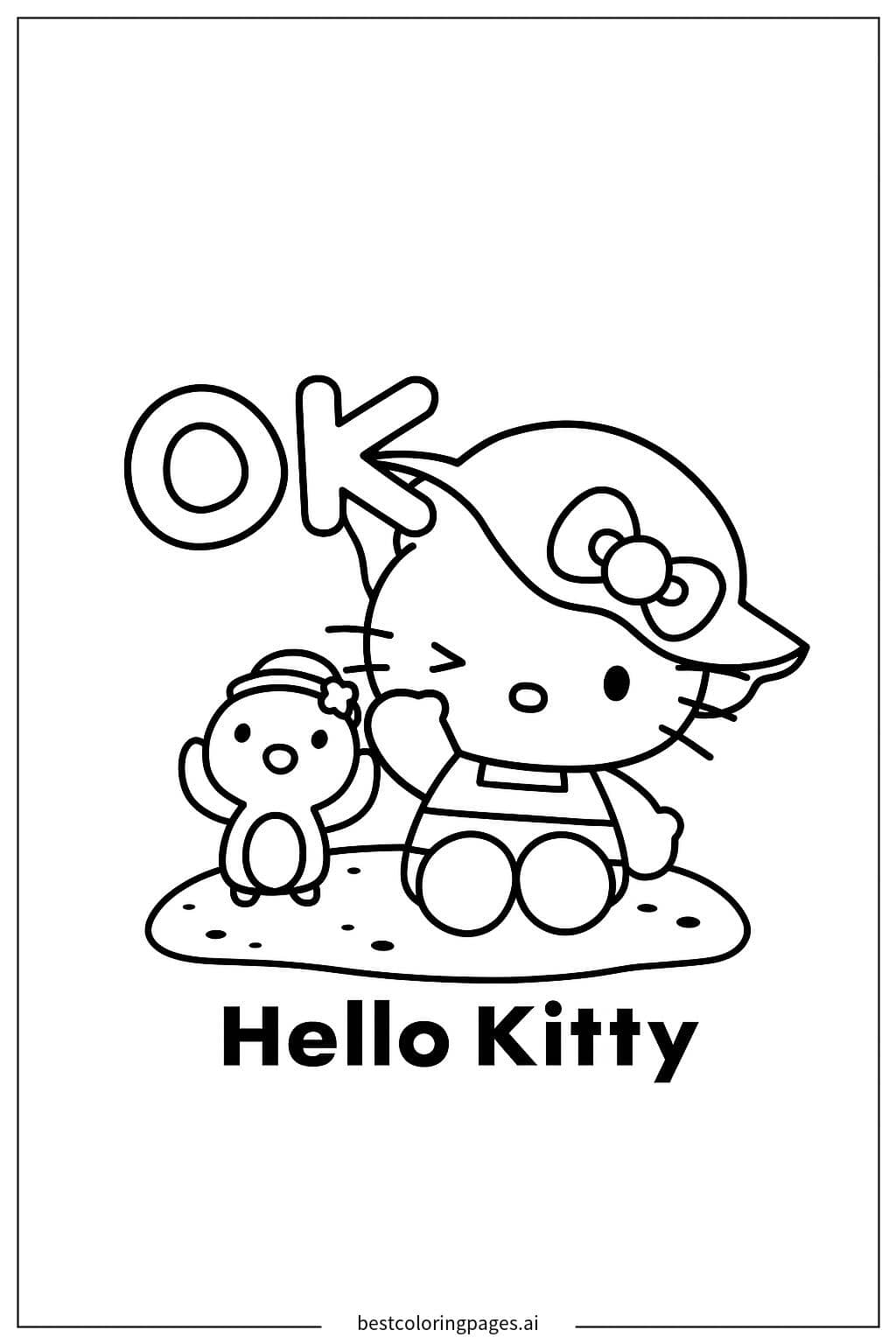 Coloriage Hello Kitty et son ami