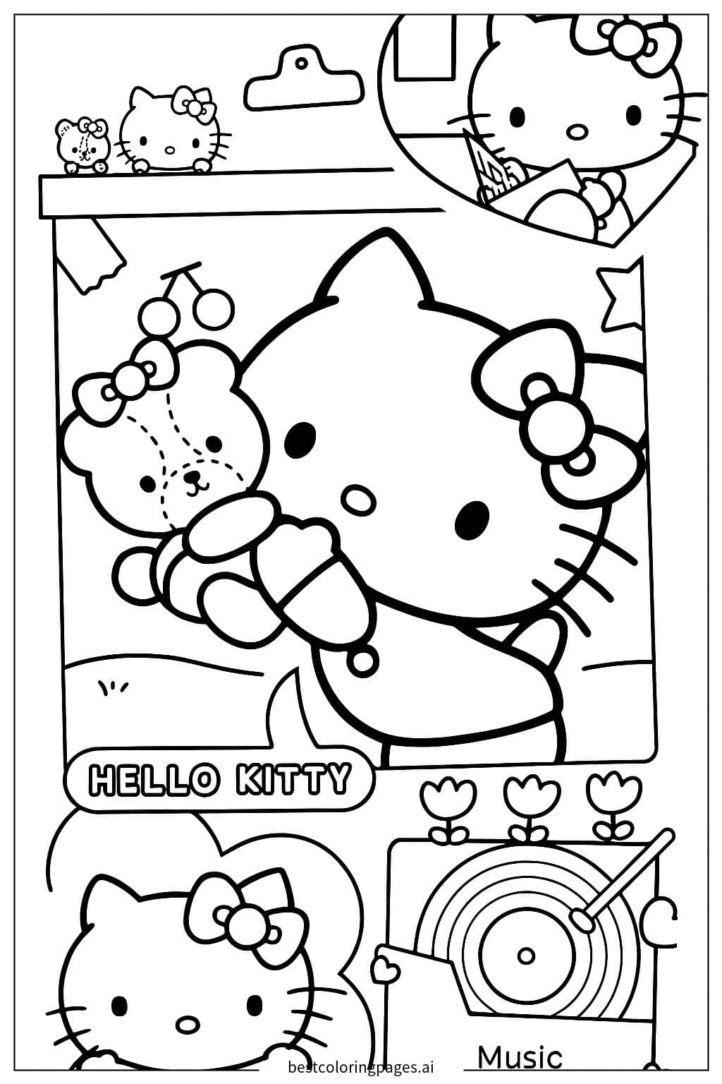 Coloriage Portrait de Hello Kitty