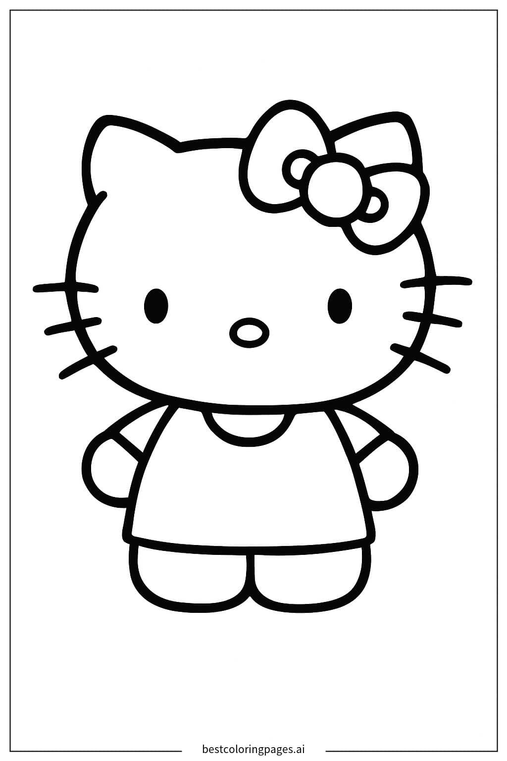 Hello Kitty with Her Signature Bow Coloring Page
