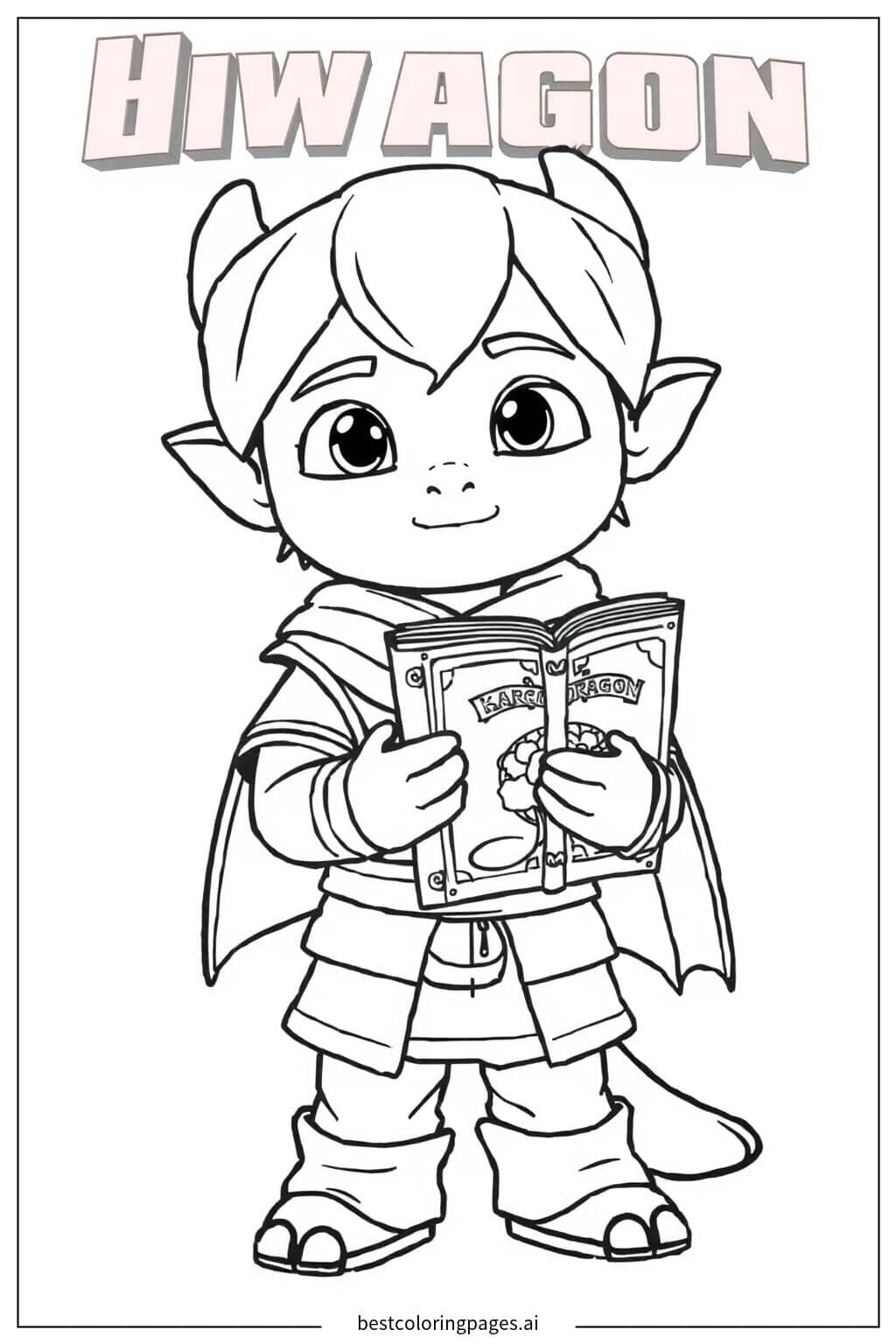 Hiccup Holding His Dragon Handbook Coloring Page