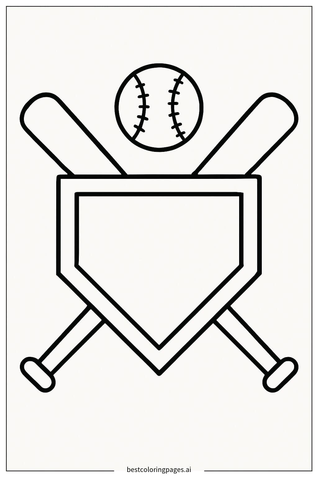 Desenhos de Ícone de Placa Base de Beisebol para Colorir