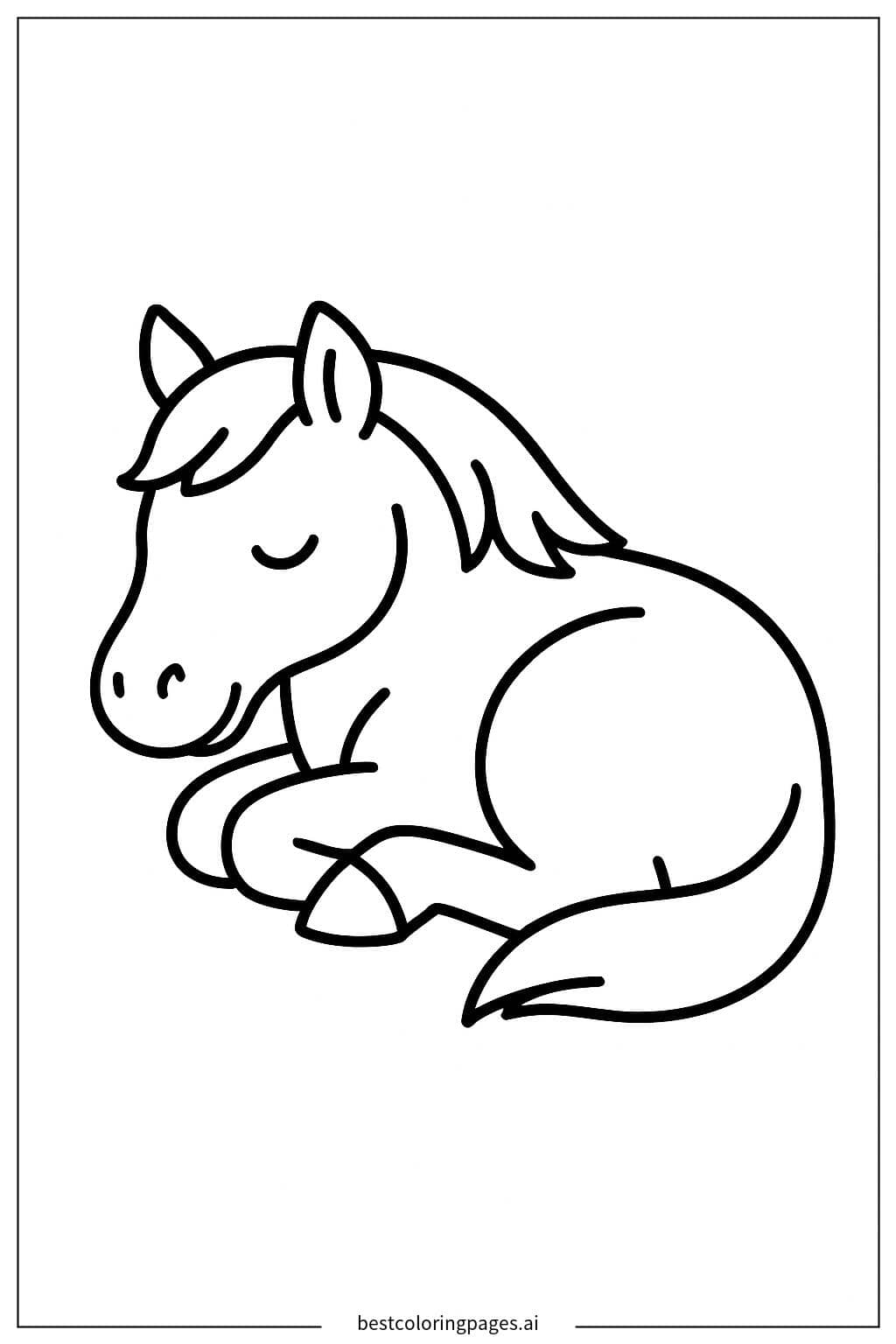 Peaceful Sleeping Horse Coloring Page