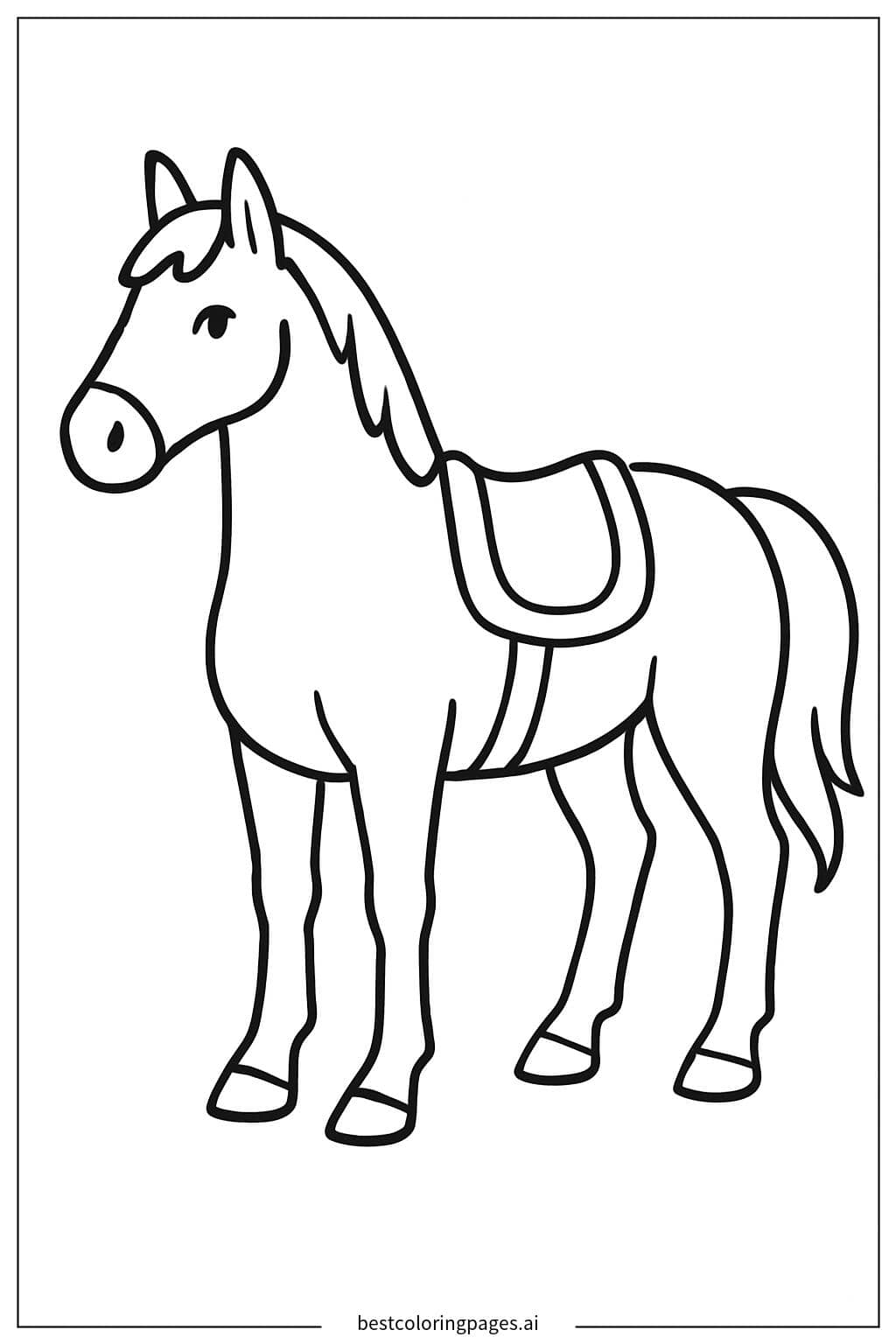 Gentle Horse with Saddle Coloring Page