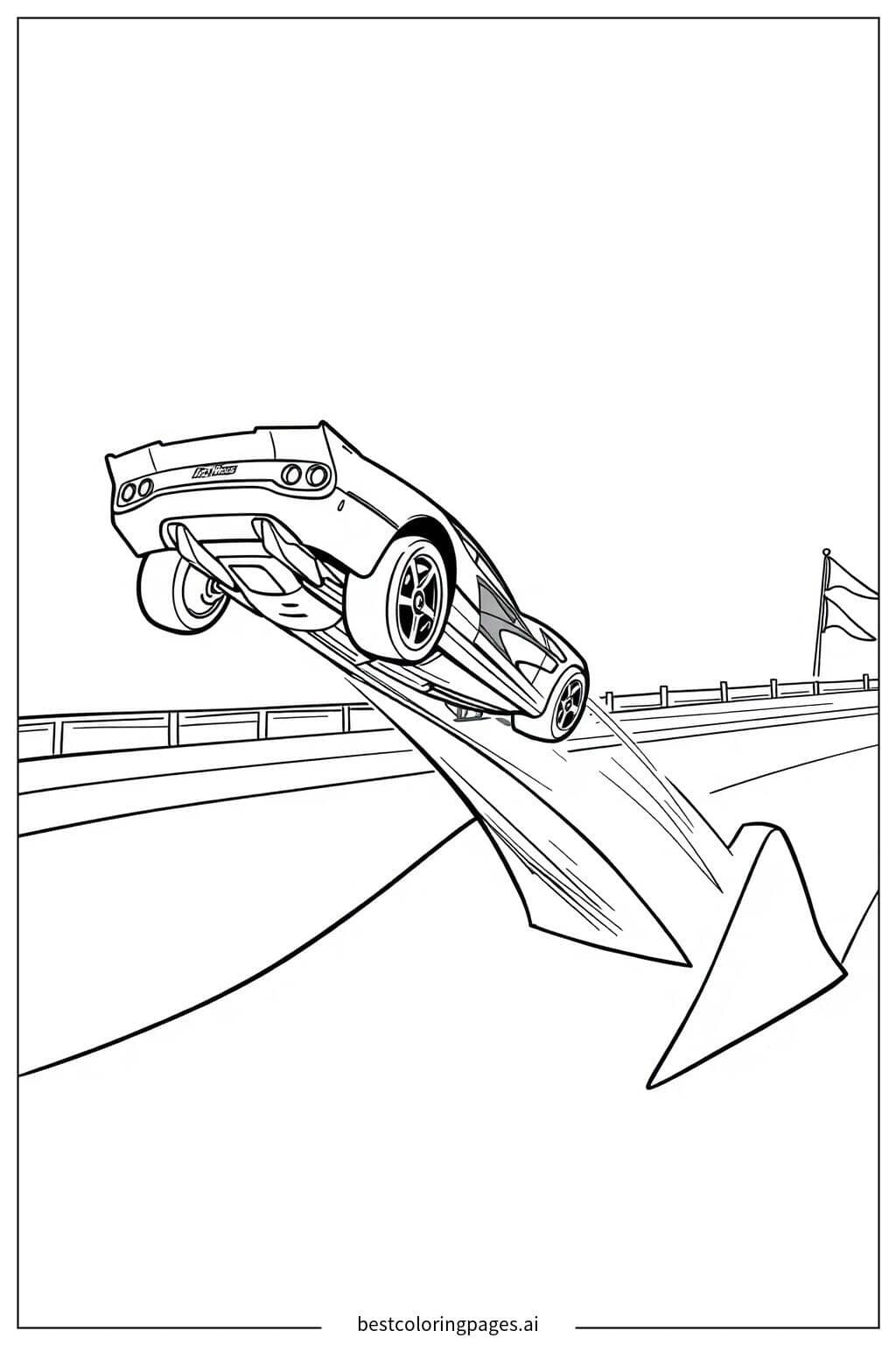 Hot Wheels Jumping Ramp Coloring Page