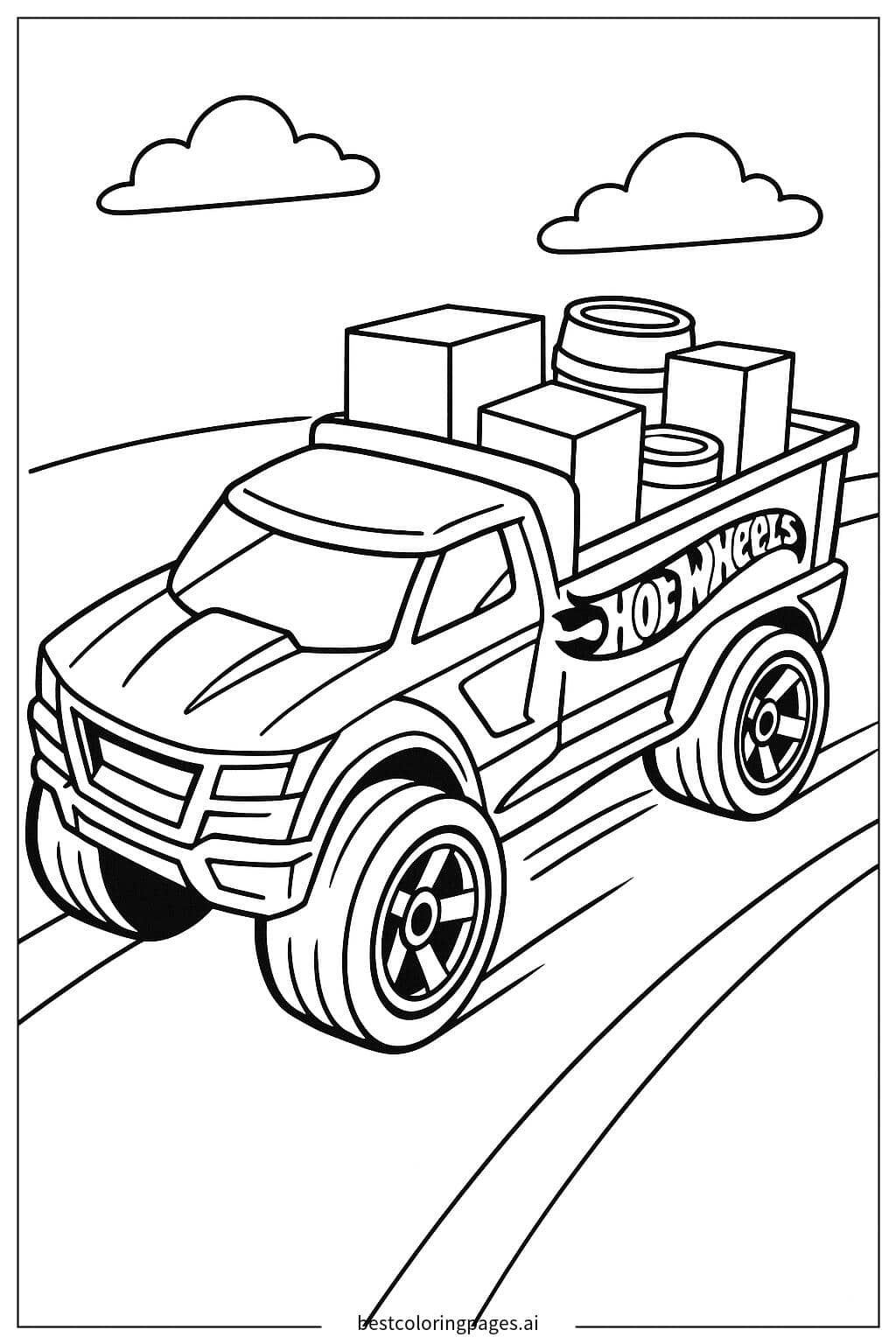 Hot Wheels Truck with Cargo Coloring Page