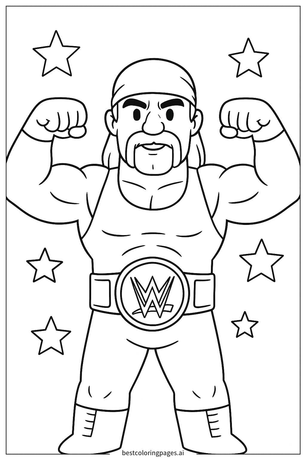 Desenhos de Hulk Hogan em Posição de Força para Colorir