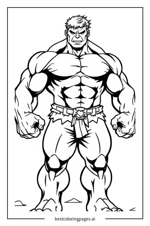 Disegni di Hulk in piedi forte da Colorare