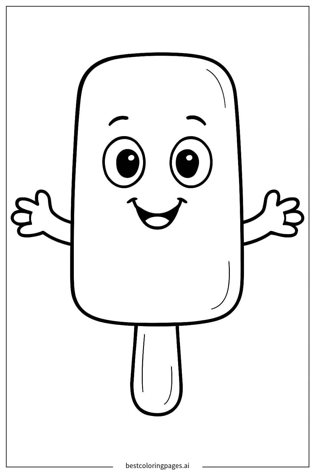 Smiling Ice Cream Bar Coloring Page